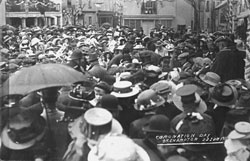 Crowds in street at Coronation of King George 